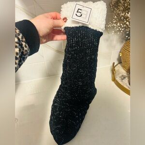 Cozy Black Knit Slipper Socks